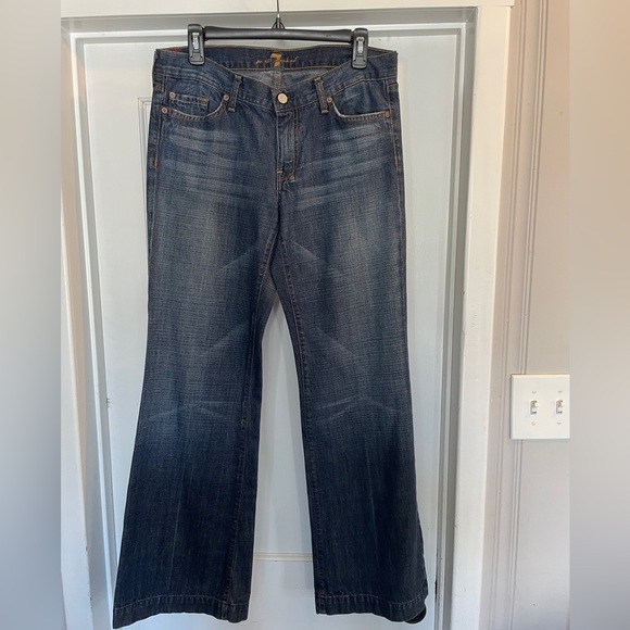 7 For All Mankind Dojo Flare Jeans Dark Wash Size 31 - Picture 8 of 13